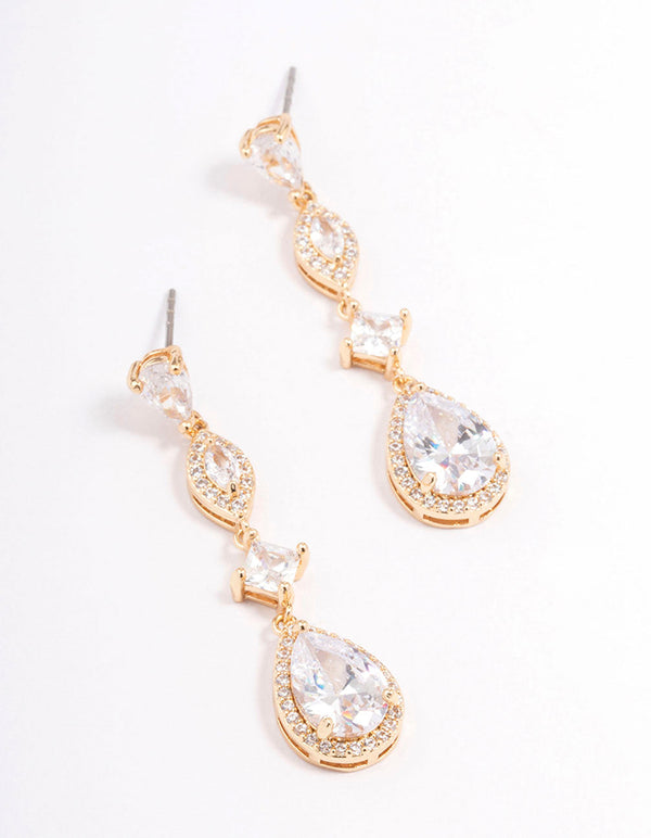 Gold Elegant Pear Drop Earrings