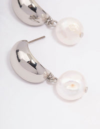 Rhodium Tapered Pearl Drop Earrings - link has visual effect only
