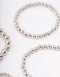 Rhodium Round Ball Stretch Bracelet 4-Pack - link has visual effect only