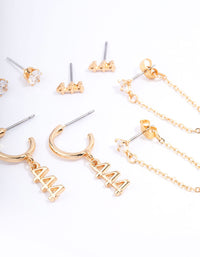 Gold Plated 444 Angel Number Earring Pack - link has visual effect only