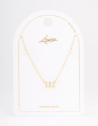 Gold Plated 111 Angel Number Cubic Zirconia Pendant Necklace - link has visual effect only