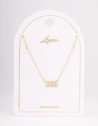 Gold Plated 222 Angel Number Cubic Zirconia Pendant Necklace - link has visual effect only