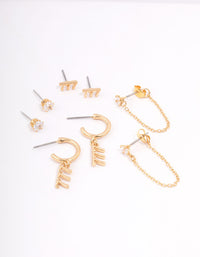 Gold Plated 777 Angel Number Earring Pack - link has visual effect only