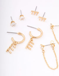 Gold Plated 777 Angel Number Earring Pack - link has visual effect only