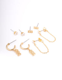 Gold Plated 888 Angel Number Earring Pack - link has visual effect only