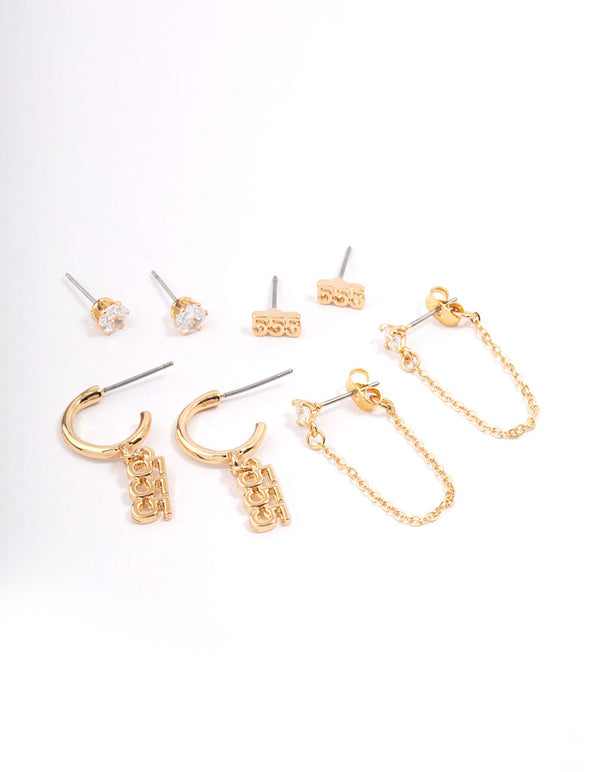 Gold Plated 555 Angel Number Earring Pack