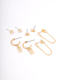 Gold Plated 111 Angel Number Earring Pack - link has visual effect only