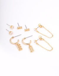 Gold Plated 222 Angel Number Earring Pack - link has visual effect only