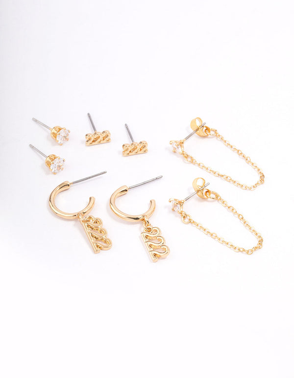 Gold Plated 222 Angel Number Earring Pack