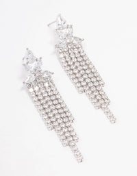 Silver Multi Cubic Zirconia Cupchain Drop Earrings - link has visual effect only