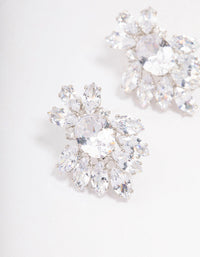 Rhodium Cubic Zirconia Pear Diamante Stud Earrings - link has visual effect only