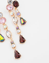 Gold Asymmetric Jewel Drop Earrings - link has visual effect only
