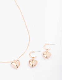 Gold Bold Heart Jewellery Set - link has visual effect only