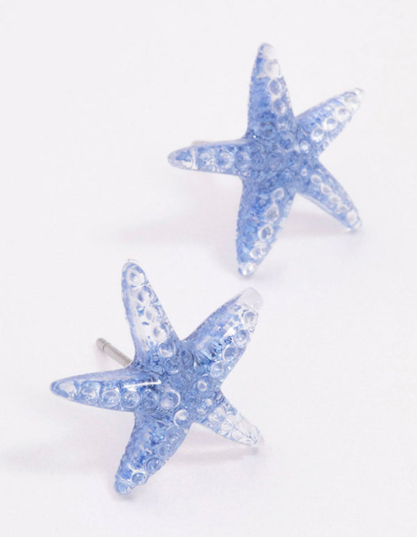 Blue Starfish Stud Earrings