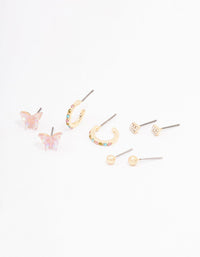Gold Mixed Hoop & Stud Earrings 4-Pack - link has visual effect only