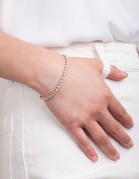 Gold Cubic Zirconia Tennis Bracelet - link has visual effect only