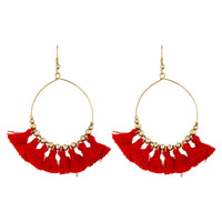 Gold Red Mini Tassel Charm Earrings - link has visual effect only