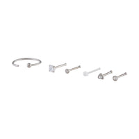Silver Surgical Steel Mixed Nose Piercing 6-Pack - link has visual effect only