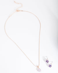 Rose Gold Purple Cubic Zirconia Jewellery Set - link has visual effect only