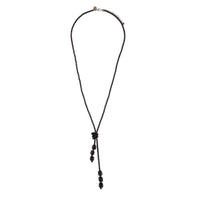 Black Facet Bead Lariat Necklace - link has visual effect only