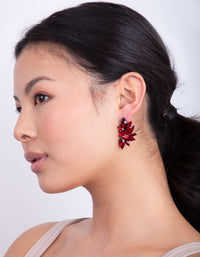 Red Gem Statement Stud Earrings - link has visual effect only