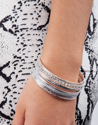 Silver Cup Chain Glitter Multi Bangle - link has visual effect only