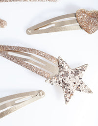 Kids Gold Glitter Star Hair Clip Pack - link has visual effect only