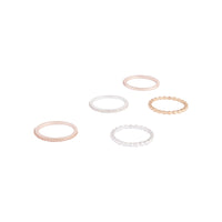 Mixed Metal Fine Diamante Ring 5-Pack - link has visual effect only