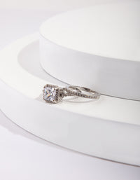 Cubic Zirconia Double Silver Engagement Ring - link has visual effect only