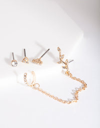 Gold Flower Chain Cuff Ear Pack - link has visual effect only