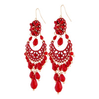 Red Beaded Chandelier Drop Earrings - link has visual effect only