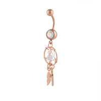 Rose Gold Surgical Steel Diamante Dreamcatcher Belly Bar - link has visual effect only