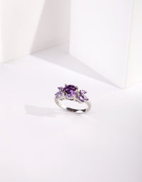 Rhodium Purple Cubic Zirconia Ring - link has visual effect only