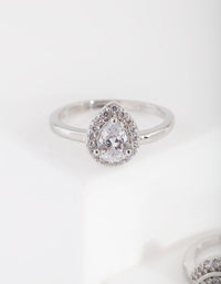 Silver Cubic Zirconia Engagement Ring Stack - link has visual effect only