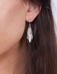 Silver Rose Gold Glitter Leaf Drop Earrings - link has visual effect only