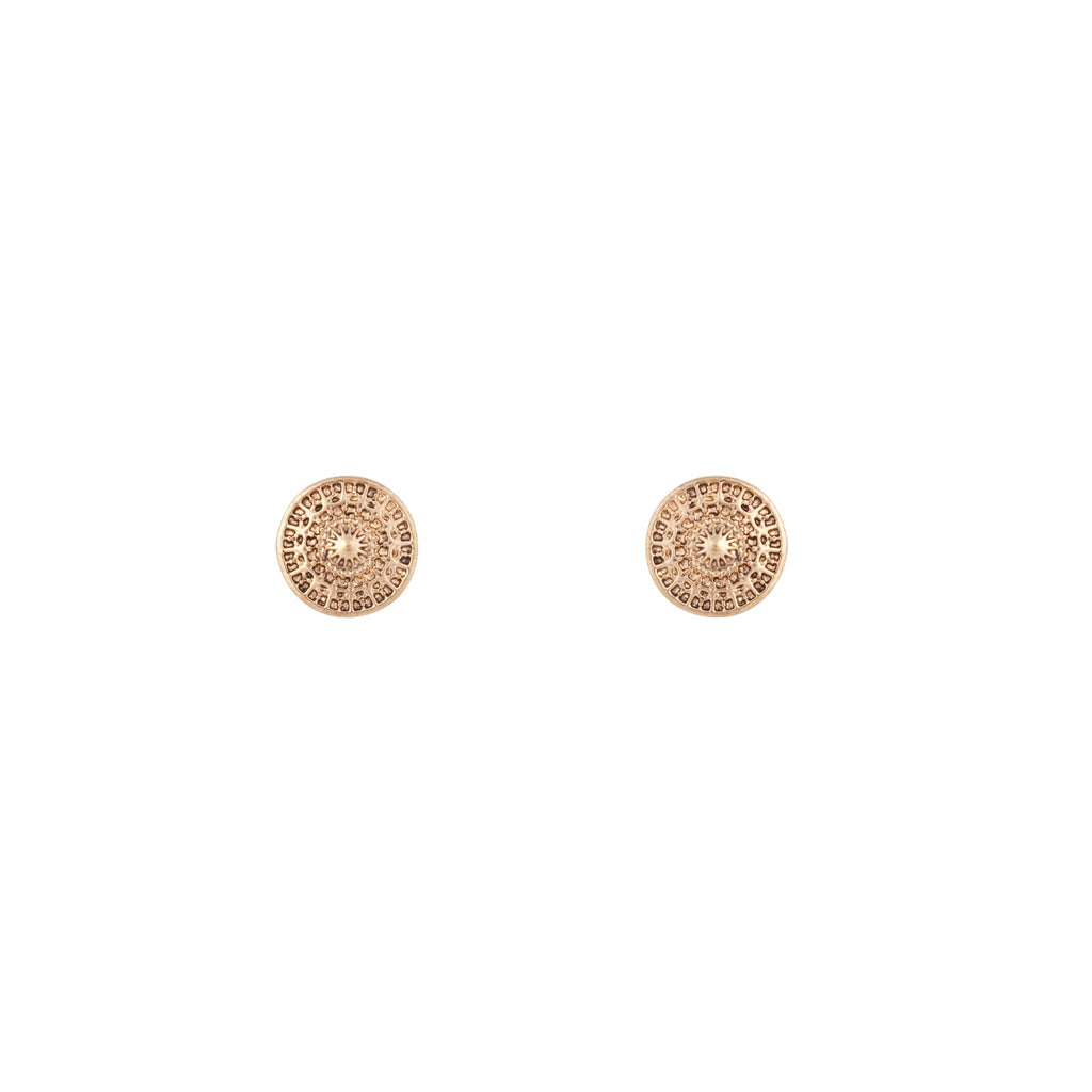 Gold Etched Disc Earrings