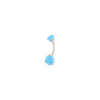 Rhodium Synthetic Opal Claw Belly Bar - link has visual effect only