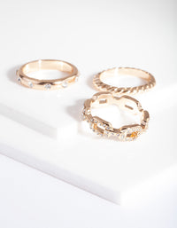 Gold Diamante Chain Ring Pack - link has visual effect only